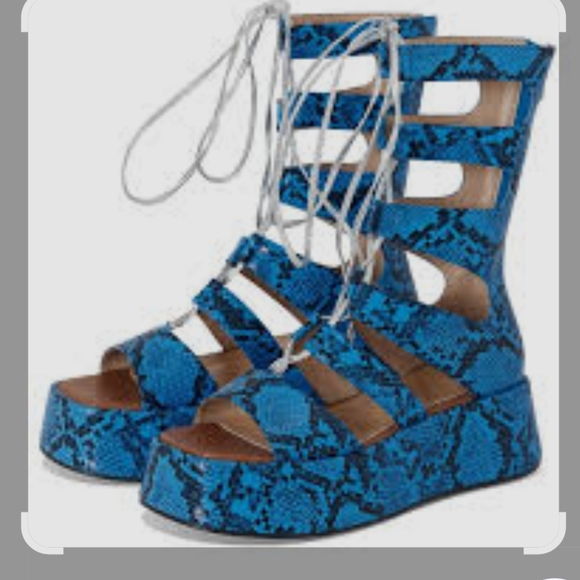 Blue Gladiator Platform Sandals